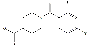 1-[(4-chloro-2-fluorophenyl)carbonyl]piperidine-4-carboxylic acid Struktur