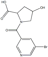 1-[(5-bromopyridin-3-yl)carbonyl]-4-hydroxypyrrolidine-2-carboxylic acid Struktur