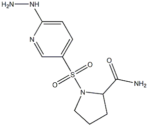 1-[(6-hydrazinylpyridine-3-)sulfonyl]pyrrolidine-2-carboxamide Struktur