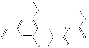 1-[2-(2-chloro-4-formyl-6-methoxyphenoxy)propanoyl]-3-methylurea Struktur