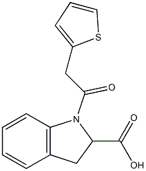 1-[2-(thiophen-2-yl)acetyl]-2,3-dihydro-1H-indole-2-carboxylic acid Struktur