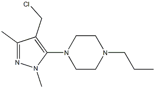 1-[4-(chloromethyl)-1,3-dimethyl-1H-pyrazol-5-yl]-4-propylpiperazine Struktur