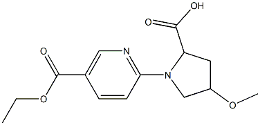 1-[5-(ethoxycarbonyl)pyridin-2-yl]-4-methoxypyrrolidine-2-carboxylic acid Struktur