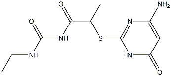 1-{2-[(4-amino-6-oxo-1,6-dihydropyrimidin-2-yl)sulfanyl]propanoyl}-3-ethylurea Struktur