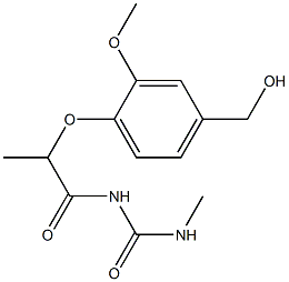 1-{2-[4-(hydroxymethyl)-2-methoxyphenoxy]propanoyl}-3-methylurea Struktur