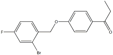 1-{4-[(2-bromo-4-fluorophenyl)methoxy]phenyl}propan-1-one Struktur