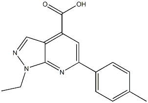 1-ethyl-6-(4-methylphenyl)-1H-pyrazolo[3,4-b]pyridine-4-carboxylic acid Struktur