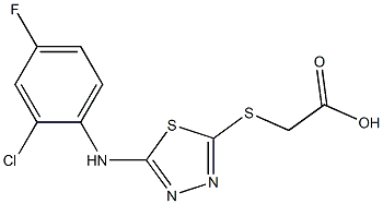 2-({5-[(2-chloro-4-fluorophenyl)amino]-1,3,4-thiadiazol-2-yl}sulfanyl)acetic acid Struktur