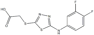 2-({5-[(3,4-difluorophenyl)amino]-1,3,4-thiadiazol-2-yl}sulfanyl)acetic acid Struktur