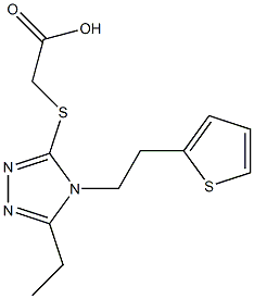 2-({5-ethyl-4-[2-(thiophen-2-yl)ethyl]-4H-1,2,4-triazol-3-yl}sulfanyl)acetic acid Struktur