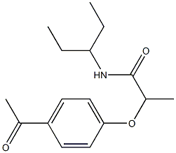 2-(4-acetylphenoxy)-N-(pentan-3-yl)propanamide Struktur