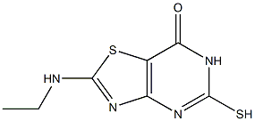 2-(ethylamino)-5-mercapto[1,3]thiazolo[4,5-d]pyrimidin-7(6H)-one Struktur