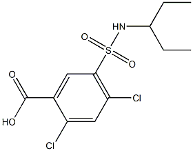 2,4-dichloro-5-(pentan-3-ylsulfamoyl)benzoic acid Struktur