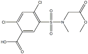 2,4-dichloro-5-[(2-methoxy-2-oxoethyl)(methyl)sulfamoyl]benzoic acid Struktur