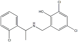 2,4-dichloro-6-({[1-(2-chlorophenyl)ethyl]amino}methyl)phenol Struktur