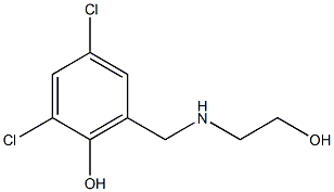 2,4-dichloro-6-{[(2-hydroxyethyl)amino]methyl}phenol Struktur