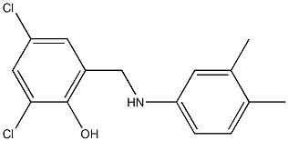 2,4-dichloro-6-{[(3,4-dimethylphenyl)amino]methyl}phenol Struktur