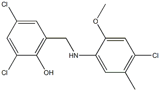 2,4-dichloro-6-{[(4-chloro-2-methoxy-5-methylphenyl)amino]methyl}phenol Struktur