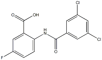 2-[(3,5-dichlorobenzene)amido]-5-fluorobenzoic acid Struktur