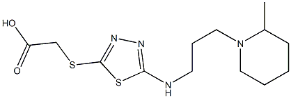 2-[(5-{[3-(2-methylpiperidin-1-yl)propyl]amino}-1,3,4-thiadiazol-2-yl)sulfanyl]acetic acid Struktur