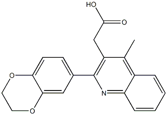 2-[2-(2,3-dihydro-1,4-benzodioxin-6-yl)-4-methylquinolin-3-yl]acetic acid Struktur