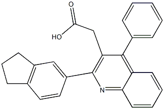 2-[2-(2,3-dihydro-1H-inden-5-yl)-4-phenylquinolin-3-yl]acetic acid Struktur