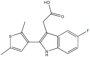 2-[2-(2,5-dimethylthiophen-3-yl)-5-fluoro-1H-indol-3-yl]acetic acid Struktur