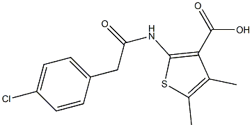 2-[2-(4-chlorophenyl)acetamido]-4,5-dimethylthiophene-3-carboxylic acid Struktur