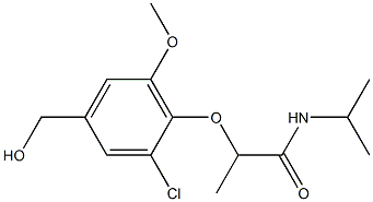 2-[2-chloro-4-(hydroxymethyl)-6-methoxyphenoxy]-N-(propan-2-yl)propanamide Struktur