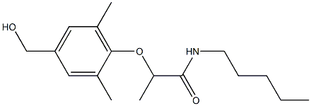 2-[4-(hydroxymethyl)-2,6-dimethylphenoxy]-N-pentylpropanamide Struktur