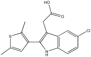 2-[5-chloro-2-(2,5-dimethylthiophen-3-yl)-1H-indol-3-yl]acetic acid Struktur