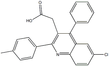 2-[6-chloro-2-(4-methylphenyl)-4-phenylquinolin-3-yl]acetic acid Struktur