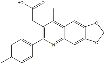 2-[8-methyl-6-(4-methylphenyl)-2H-[1,3]dioxolo[4,5-g]quinolin-7-yl]acetic acid Struktur