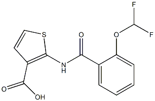 2-{[2-(difluoromethoxy)benzene]amido}thiophene-3-carboxylic acid Struktur