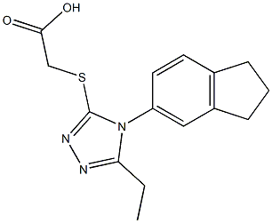 2-{[4-(2,3-dihydro-1H-inden-5-yl)-5-ethyl-4H-1,2,4-triazol-3-yl]sulfanyl}acetic acid Struktur