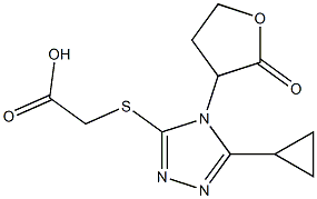 2-{[5-cyclopropyl-4-(2-oxooxolan-3-yl)-4H-1,2,4-triazol-3-yl]sulfanyl}acetic acid Struktur