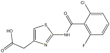 2-{2-[(2-chloro-6-fluorobenzene)amido]-1,3-thiazol-4-yl}acetic acid Struktur