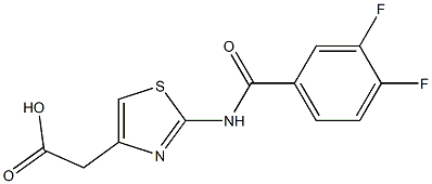 2-{2-[(3,4-difluorobenzene)amido]-1,3-thiazol-4-yl}acetic acid Struktur