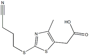 2-{2-[(3-cyanopropyl)sulfanyl]-4-methyl-1,3-thiazol-5-yl}acetic acid Struktur