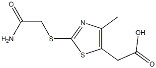 2-{2-[(carbamoylmethyl)sulfanyl]-4-methyl-1,3-thiazol-5-yl}acetic acid Struktur