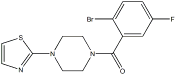 2-{4-[(2-bromo-5-fluorophenyl)carbonyl]piperazin-1-yl}-1,3-thiazole Struktur