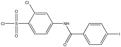 2-chloro-4-[(4-iodobenzene)amido]benzene-1-sulfonyl chloride Struktur