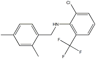 2-chloro-N-[(2,4-dimethylphenyl)methyl]-6-(trifluoromethyl)aniline Struktur