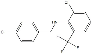 2-chloro-N-[(4-chlorophenyl)methyl]-6-(trifluoromethyl)aniline Struktur