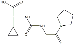 2-cyclopropyl-2-({[(2-oxo-2-pyrrolidin-1-ylethyl)amino]carbonyl}amino)propanoic acid Struktur