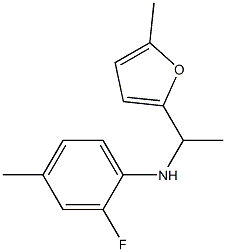 2-fluoro-4-methyl-N-[1-(5-methylfuran-2-yl)ethyl]aniline Struktur