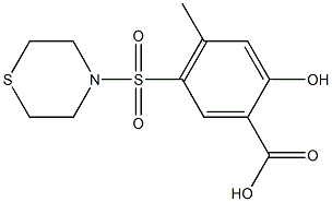 2-hydroxy-4-methyl-5-(thiomorpholine-4-sulfonyl)benzoic acid Struktur