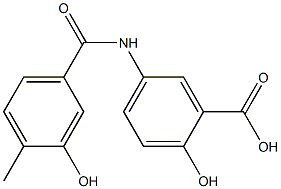 2-hydroxy-5-[(3-hydroxy-4-methylbenzoyl)amino]benzoic acid Struktur