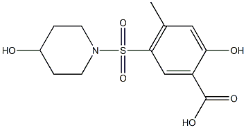 2-hydroxy-5-[(4-hydroxypiperidine-1-)sulfonyl]-4-methylbenzoic acid Struktur