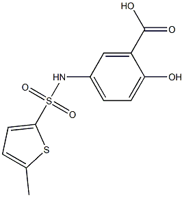 2-hydroxy-5-[(5-methylthiophene-2-)sulfonamido]benzoic acid Struktur